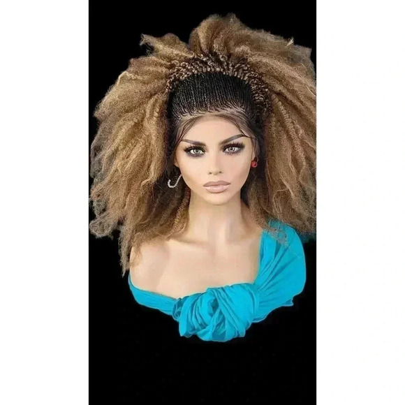 braided wigs, 100% handmade, chic short afro style, gorgeous, vibrant colors NWT - Picture 7 of 15